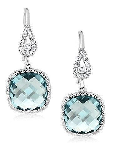 Pendientes De Plata Esterlina Con Aguamarina