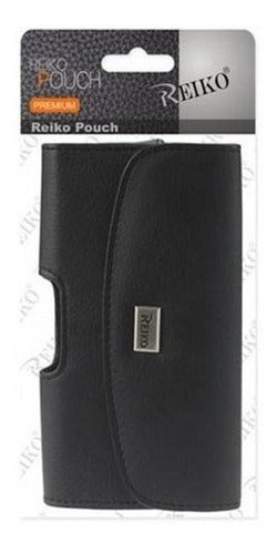 Funda De Cuero Negra Horizontal Con Clips