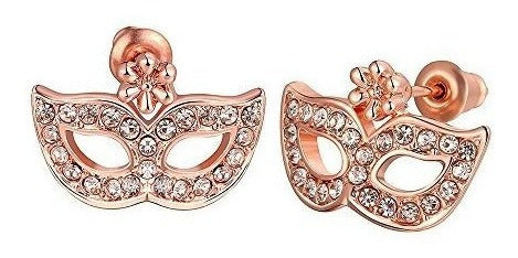 Pendientes Chapados En Oro Rosa Zirconia Push Back Mask