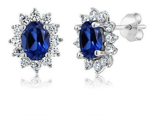 3.00 Ct 7x5mm Pendientes De Botón De Plata Esterlina 925
