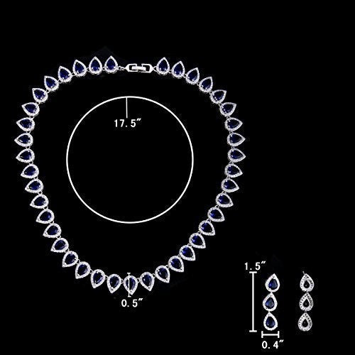Pendientes de collar de novia con lágrima de zirconia