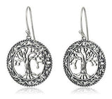 Aretes De Plata Esterlina Oxidados De Celtic Tree Of Life