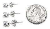 Juego de aretes redondos transparentes de plata