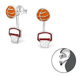Pendientes De Plata Esterlina - Motivo Baloncesto