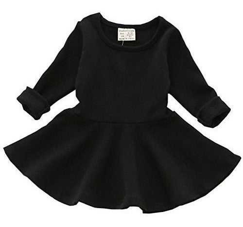 Csbks Toddler Baby Girls Vestido De Algodón De Manga Larga