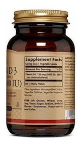 Vitamina D3 colecalciferol 5,000 UI, 120 Cápsulas