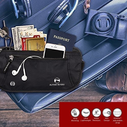 Cinturón de dinero con bloqueo RFID y 7 fundas