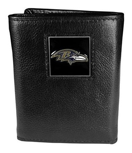Billetera Tríptica De Cuero Genuino Baltimore Ravens De Nfl