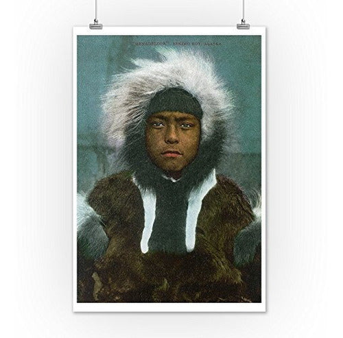 afiche, poster, Alaska - Eskimo Boy Llamado,