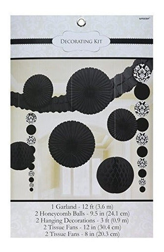 Kit De Decoración Elegante Para Fiestas De Damasco, Negro