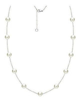 Collar De Cadena De Perlas Cultivadas De Agua Dulce Blanca