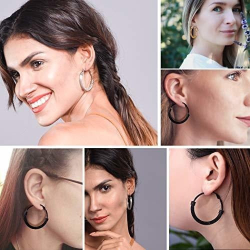 Prosteel Pendientes De Aro Negro Para Mujer Círculo