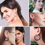 Prosteel Pendientes De Aro Negro Para Mujer Círculo