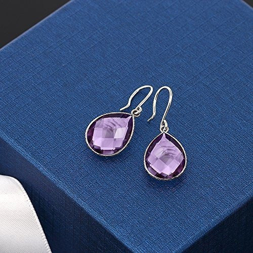 Gem Stone King Pendientes Colgantes De Plata De Ley 925