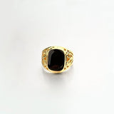 Anillo Con Esmalte Cuadrado Negro