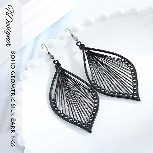 Pendientes Geométricos De Seda Tejida Leiothrix Joyas