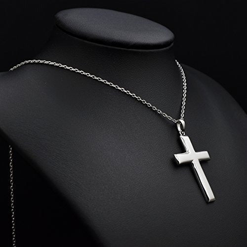 Collar con colgante de cruz clásica de plata de ley