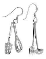 Aretes Con Utensilios De Cocina De Plata Esterlina