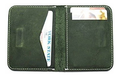 Cartera Delgada De Cuero Con Bolsillo Frontal