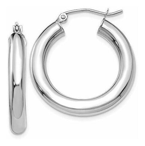 Pendientes De Aro De Tubo De 4 Mm De Oro Blanco Pulido De 14