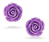 Pendientes De Flores De Color Púrpura Lavanda 3d Craved Para
