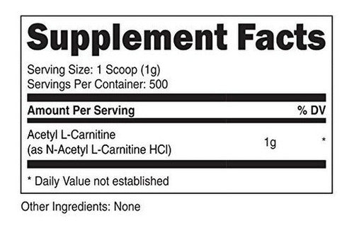 Nutricost Acetil L-carnitina (alcar) 500 Gramos - 1000 Mg