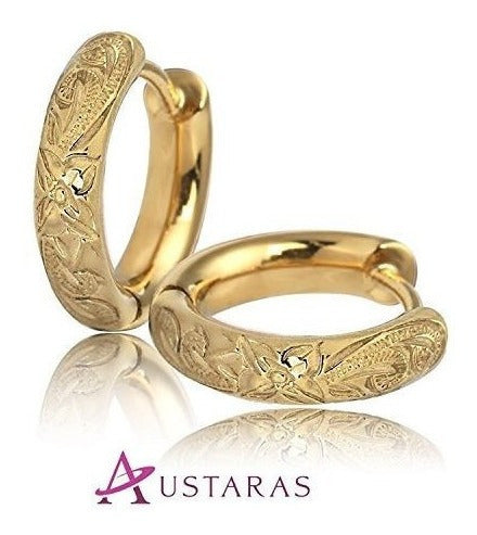 Aretes Tipo Argolla De Estilo Hawaiano De Austaras - Juego