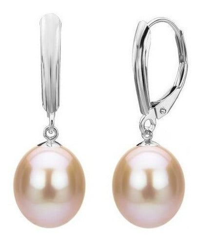 Pendientes De Perlas Cultivadas De Agua Dulce De Color Rosa