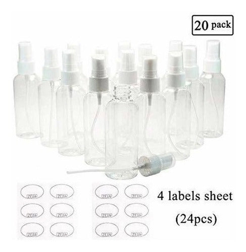 20 botellas de spray transparentes de niebla fina de 2,7 oz