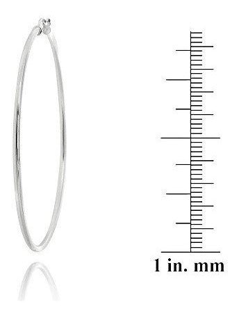 Aretes Tipo Argolla De Plata Esterlina, Pulido, Alto, 1.5