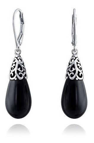 Aretes con lágrima de ónix negro