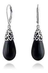 Aretes con lágrima de ónix negro