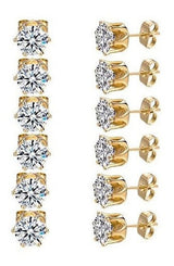 6 Pares De Aretes De 6 Mm De Oro Amarillo De 18q