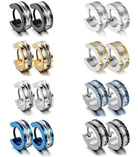 Juego de aretes con bisagras de aro pequeño para hombre