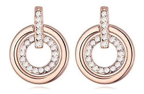 Aretes redondos  de Cristales Blancos