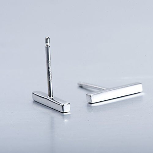 Minimalista Bar Pendientes Espárragos Plata de Ley