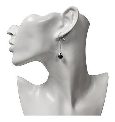 Pendientes De Perlas Negras Para Mujer Plata