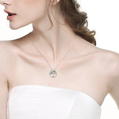 El Árbol De La Vida Amor Creado Collar De Halo Esmeralda
