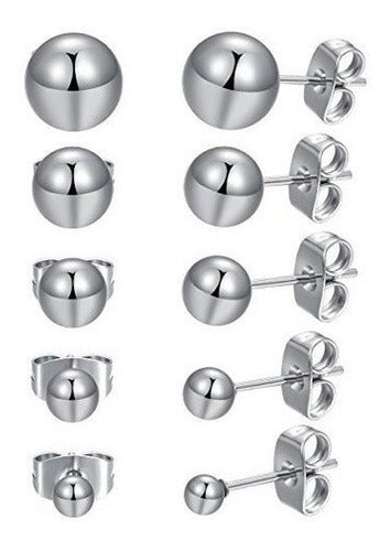 Mdfun 5 Pares De Aretes De Bola De Acero Inoxidable