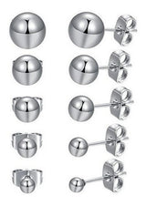 Mdfun 5 Pares De Aretes De Bola De Acero Inoxidable