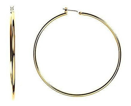 Pendientes De Aro De Tubo Redondo Brillante De Oro Amarillo