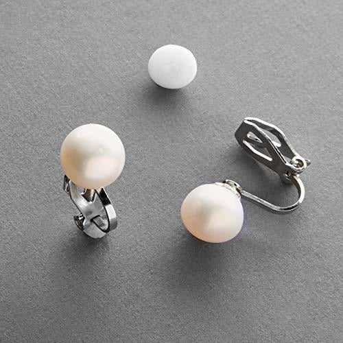 Mariell Freshwater Ivory Pearl Stud Clip En Pendientes Para