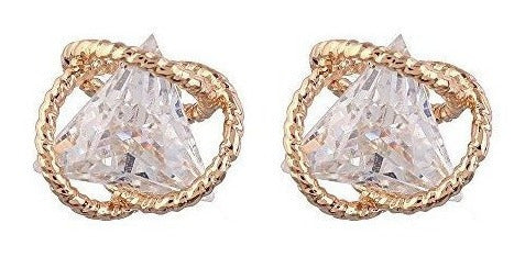Heypin Triángulo Geométrico Zirconia Cúbica Aretes De Oro