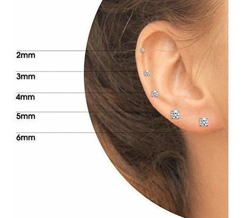 Juego De 5 Pares De Aretes Redondos De Circonita Cúbica