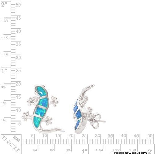 Aretes De Plata De Ley Con Ópalo Sintético Lagarto
