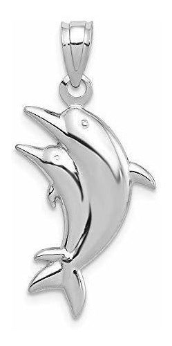 Colgante De Par De Delfines De Oro Blanco De 14 K De Roy