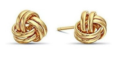 zarcillos  De Nudo De Amor De Oro Amarillo 14k Para Mujer