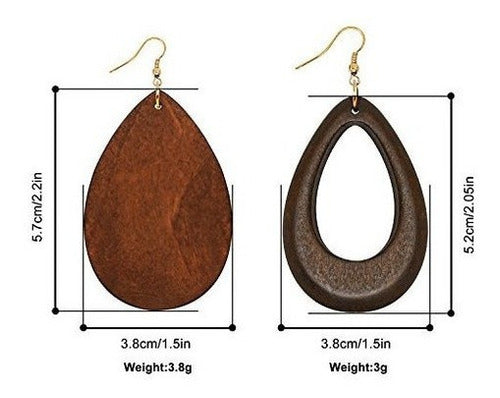 Pendientes De Madera Natural Wowanoo Pendientes Geométricos