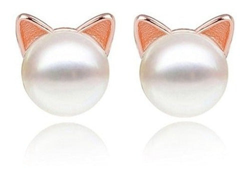 Pendientes de oreja de gato chapados en oro rosa