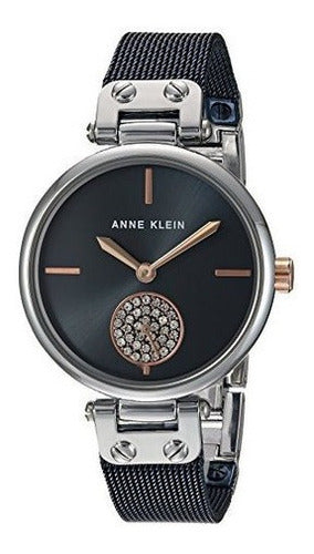 Reloj De Pulsera De Malla Plateada Y Azul Amatista